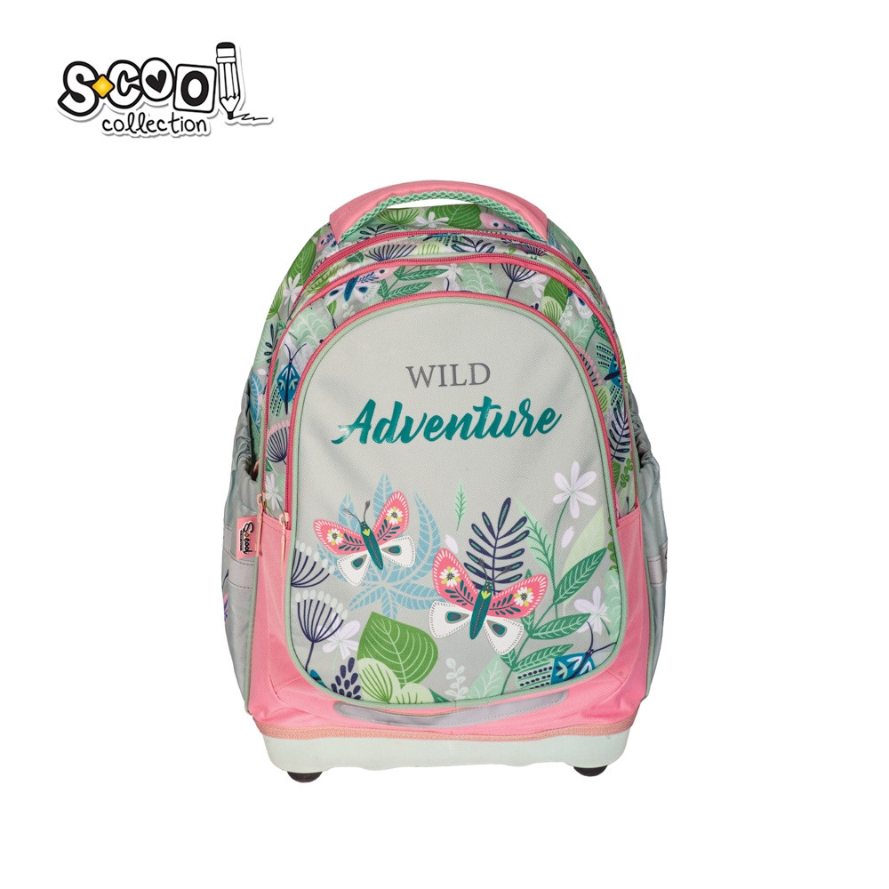 Ghiozdan anatomic pentru fete, 24L, 2 compartimente cu fermoar, maner rezistent, motiv WILD ADVENTURE - imagine 9